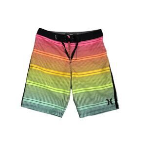 Hurley Swim Trunks Neon Drawstring Bathing Suit Board Shorts Size Youth 10